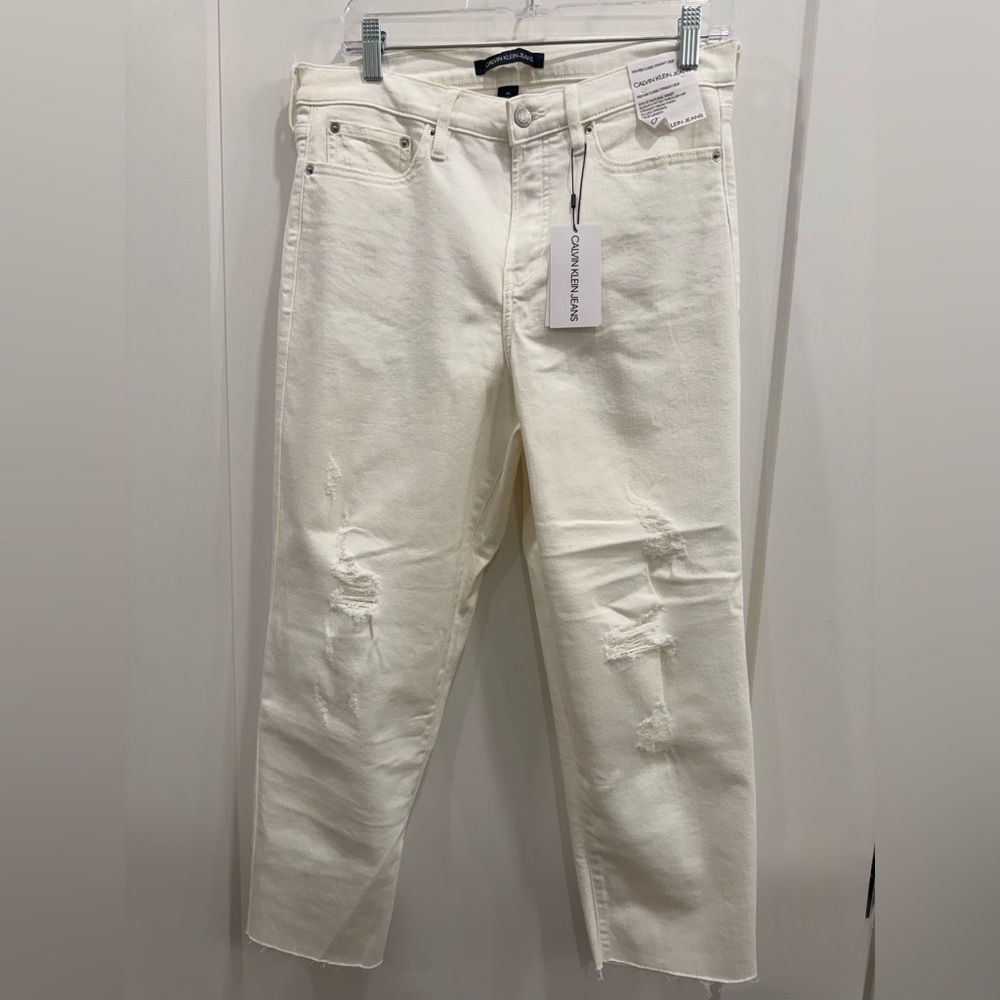 Calvin Klein Jeans White High Rise Classic Straight Crop – Size 30 – NWT
